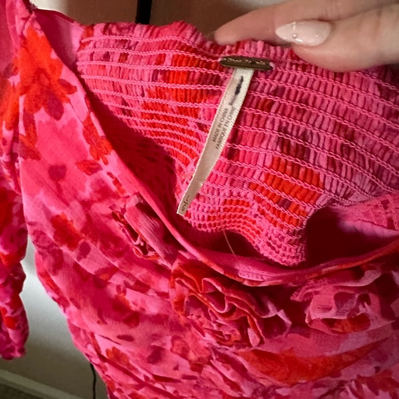 Oh Lala Rosette Long Sleeve Floral Top Pink Combo Sweetheart milkmaid ruched - Picture 5 of 5